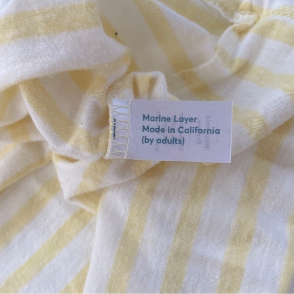 Marine Layer Women's Yellow White Striped Crewneck Short sleeve Tee Size Small - Picture 4 of 7